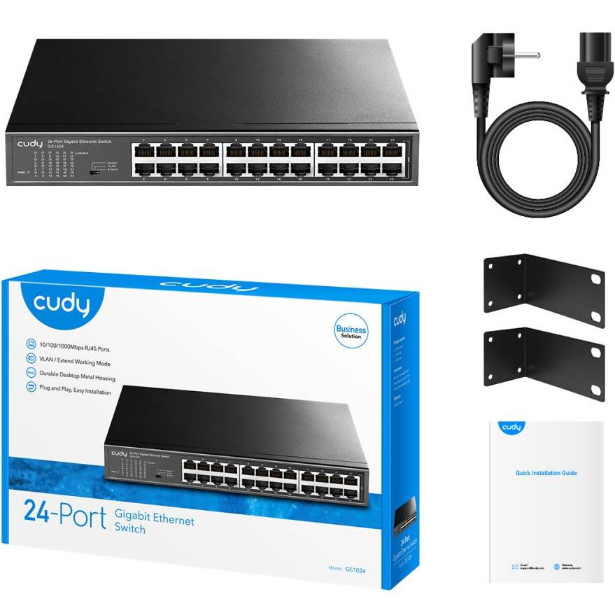 Комутатор CUDY GS1024 Gigabit Metal Switch Форм-фактор настільний