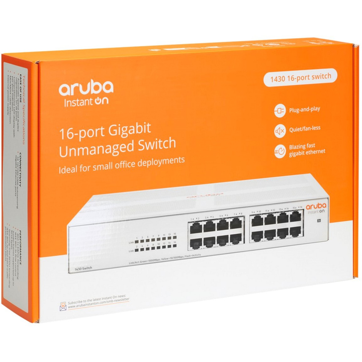 Коммутатор HPE Aruba Instant On 1430 16G Switch (R8R47A) Порты коммутатора 16 x Gigabit Ethernet (10/100/1000 Мбіт/с)