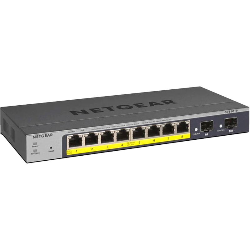 Коммутатор NETGEAR 8xGE PoE 2xSFP 55Вт L2 (GS110TP-300EUS)