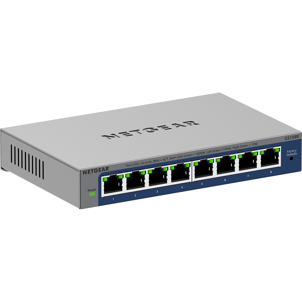 Коммутатор NETGEAR 8xGE WebSmart (GS108E-400EUS) Тип управляемый