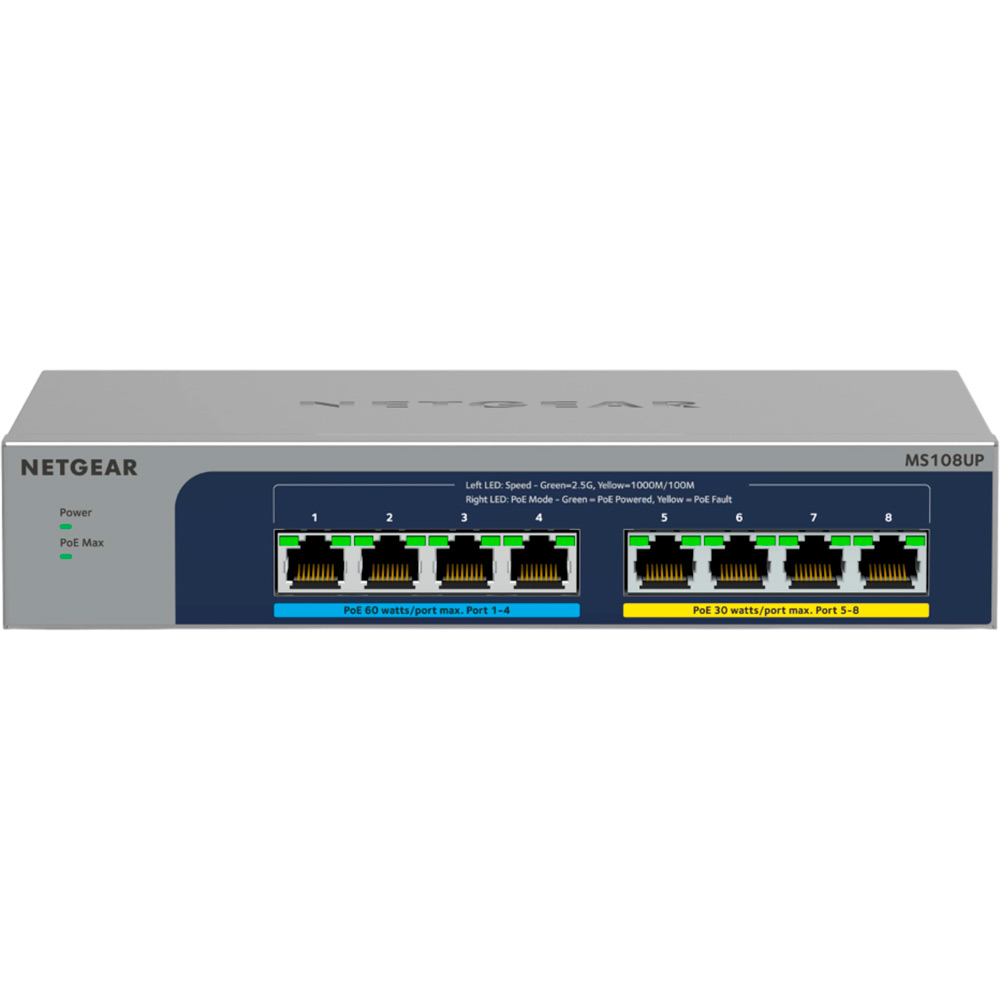 Коммутатор NETGEAR 8x2.5GE PoE, 230Вт (MS108UP-100EUS)