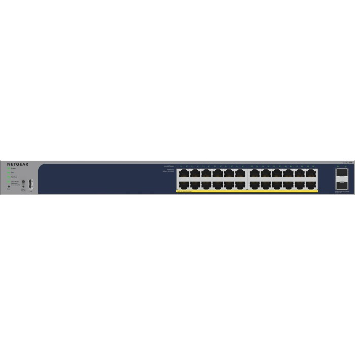 Комутатор NETGEAR 24xGE PoE 2xSFP L2 (GS724TP-300EUS) Порти комутатора 24xGE PoE 2xSFP