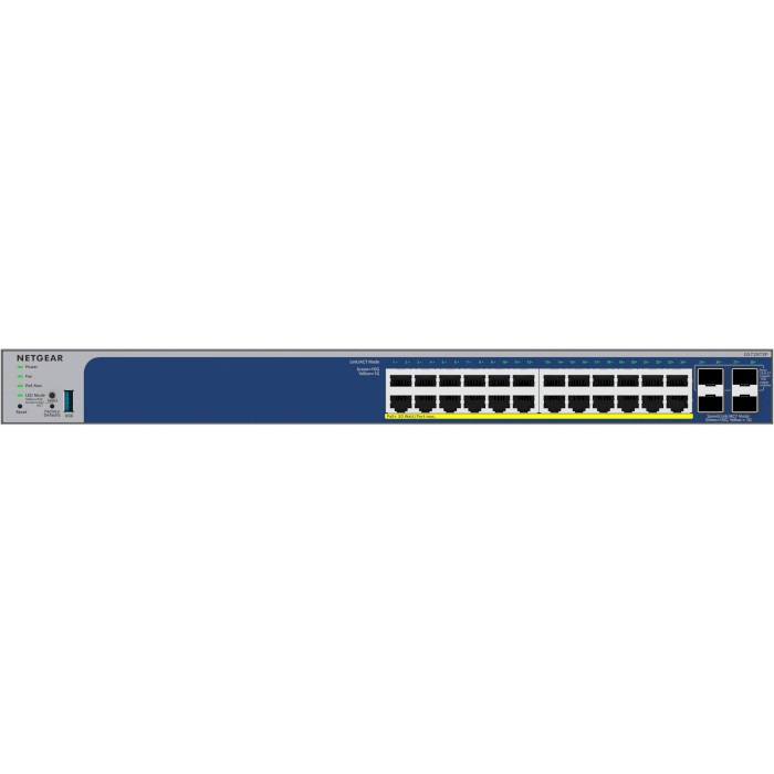 Комутатор NETGEAR 24xGE PoE 2x10GE 2xSFP+ L2 (GS728TXP-300EUS) Порти комутатора 24xGE PoE, 2x10GE, 2xSFP+