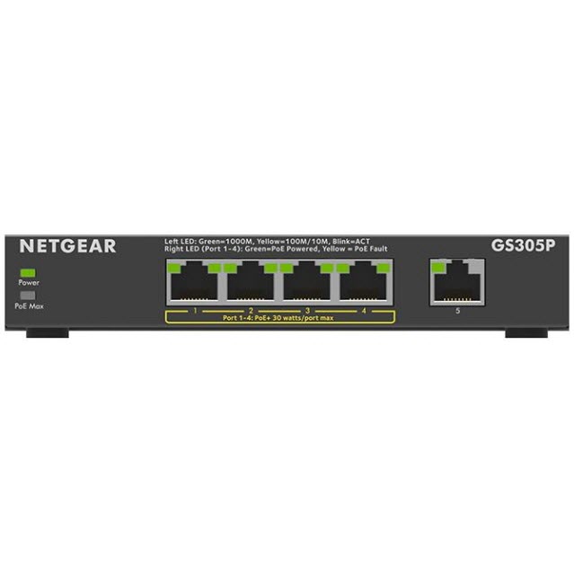 Коммутатор NETGEAR 5 x GE 4 x PoE 63 Вт (GS305P-300EUS)