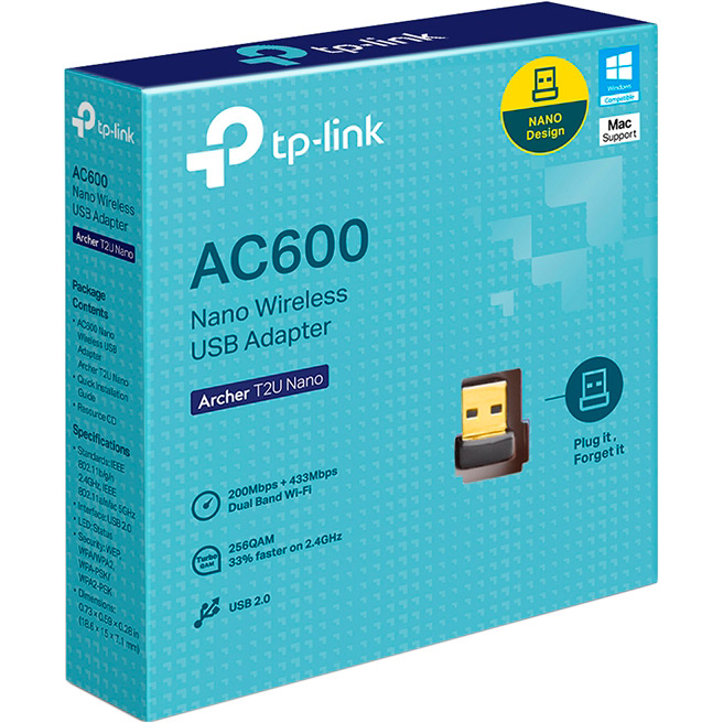 Wi-Fi адаптер TP-LINK Archer T2U nano AC600 (ARCHER-T2U-NANO) Інтерфейс USB