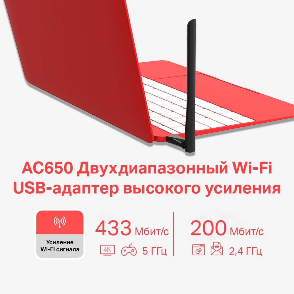 Wi-Fi адаптер MERCUSYS MU6H Стандарт Wi-Fi 802.11 g