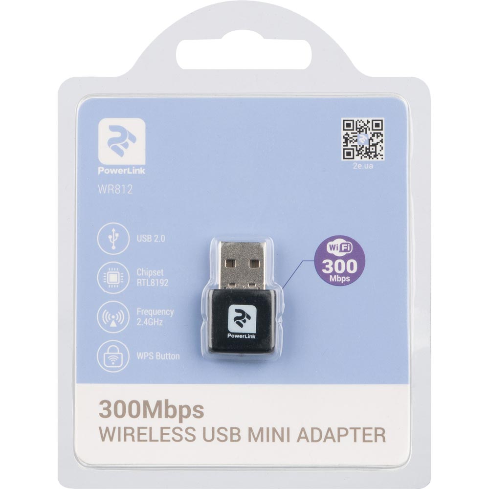 Wi-Fi адаптер 2E PowerLink WR812 N300 USB2.0 (2E-WR812) Стандарт Wi-Fi 802.11 g