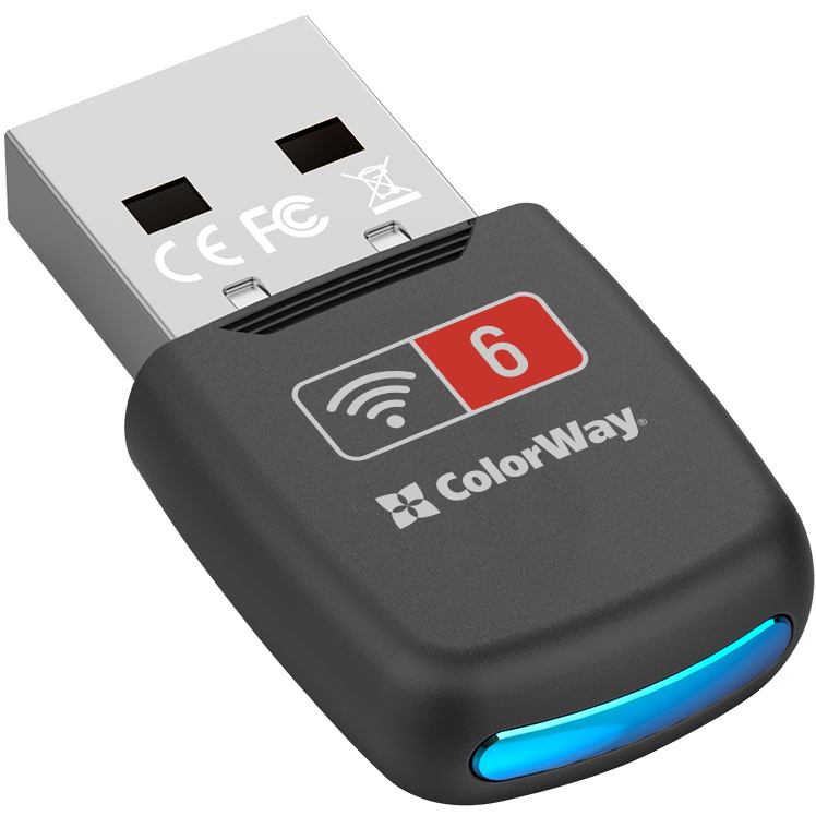 Wi-Fi адаптер COLORWAY Wi-Fi 6 Gray (CW-AD-W1)