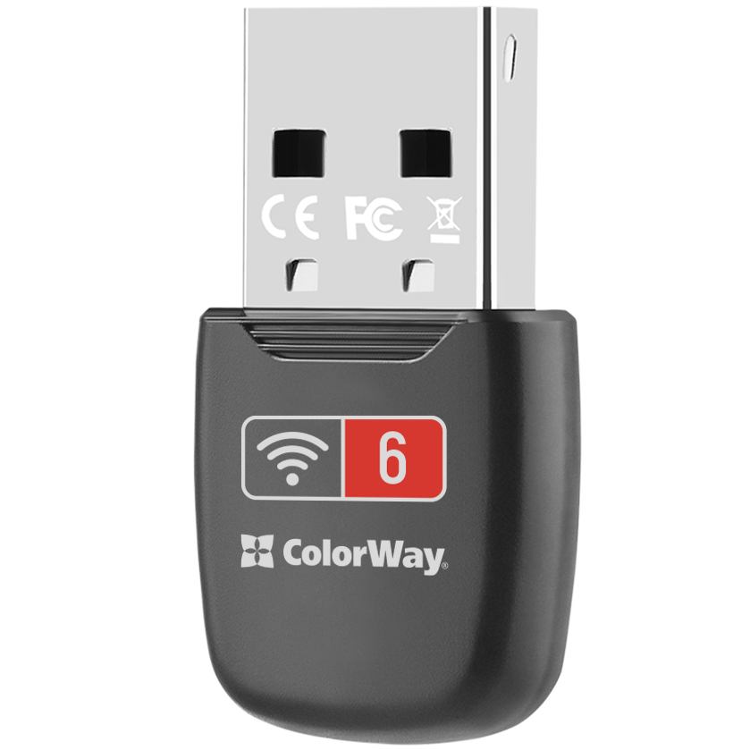 Wi-Fi адаптер COLORWAY Wi-Fi 6 Gray (CW-AD-W1) Стандарт Wi-Fi 802.11 ax