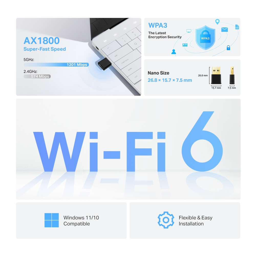 Wi-Fi адаптер TP-LINK Archer TX20U Nano Стандарт Wi-Fi 802.11 ac