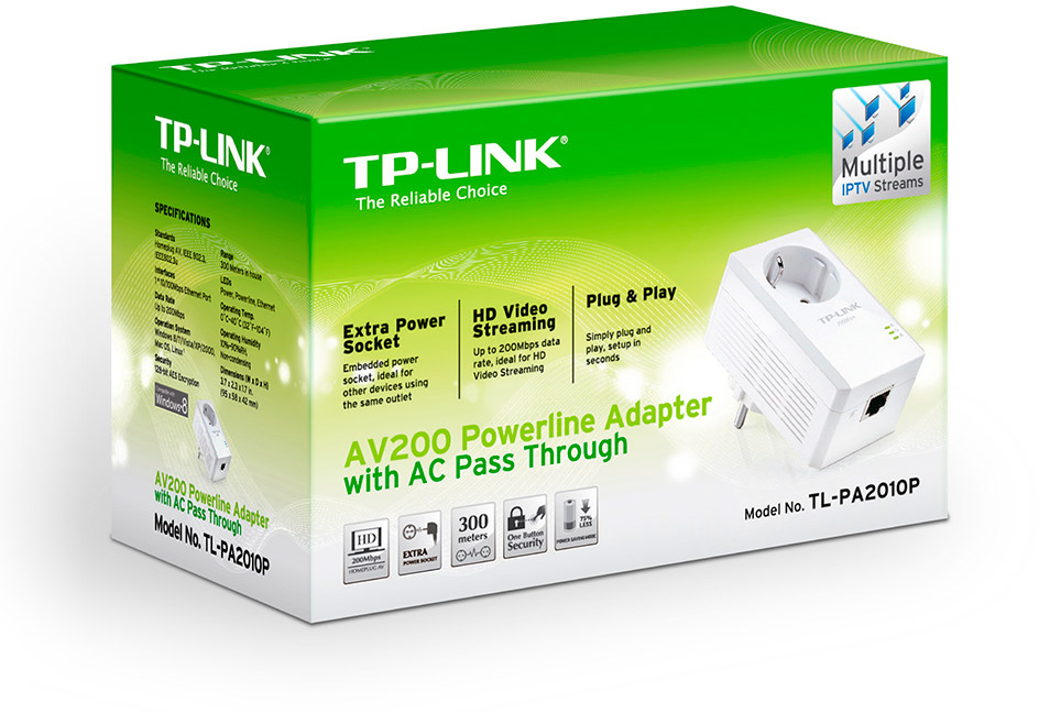 Зовнішній вигляд Адаптер Powerline TP-LINK TL-PA2010P