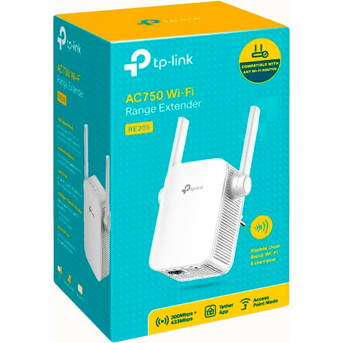 Wi-Fi повторитель TP-LINK RE205 AC750 Стандарт Wi-Fi 802.11 g