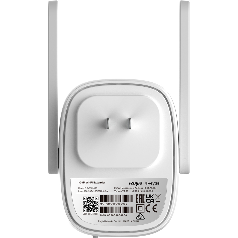 Wi-Fi повторювач RUIJIE RG-EW300R Стандарт Wi-Fi 802.11 n