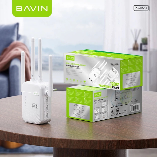 В Україні Wi-Fi повторювач BAVIN PC2055Y WiFi 2.4G+5G 1200Mbps White (C-PC2055Y WH)