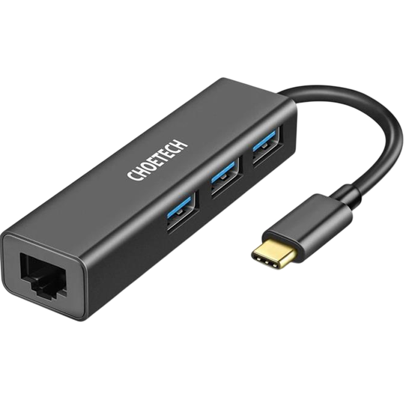 Сетевой адаптер CHOETECH HUB-U02 4-In-1 USB-C to RJ45 (HUB-U02)