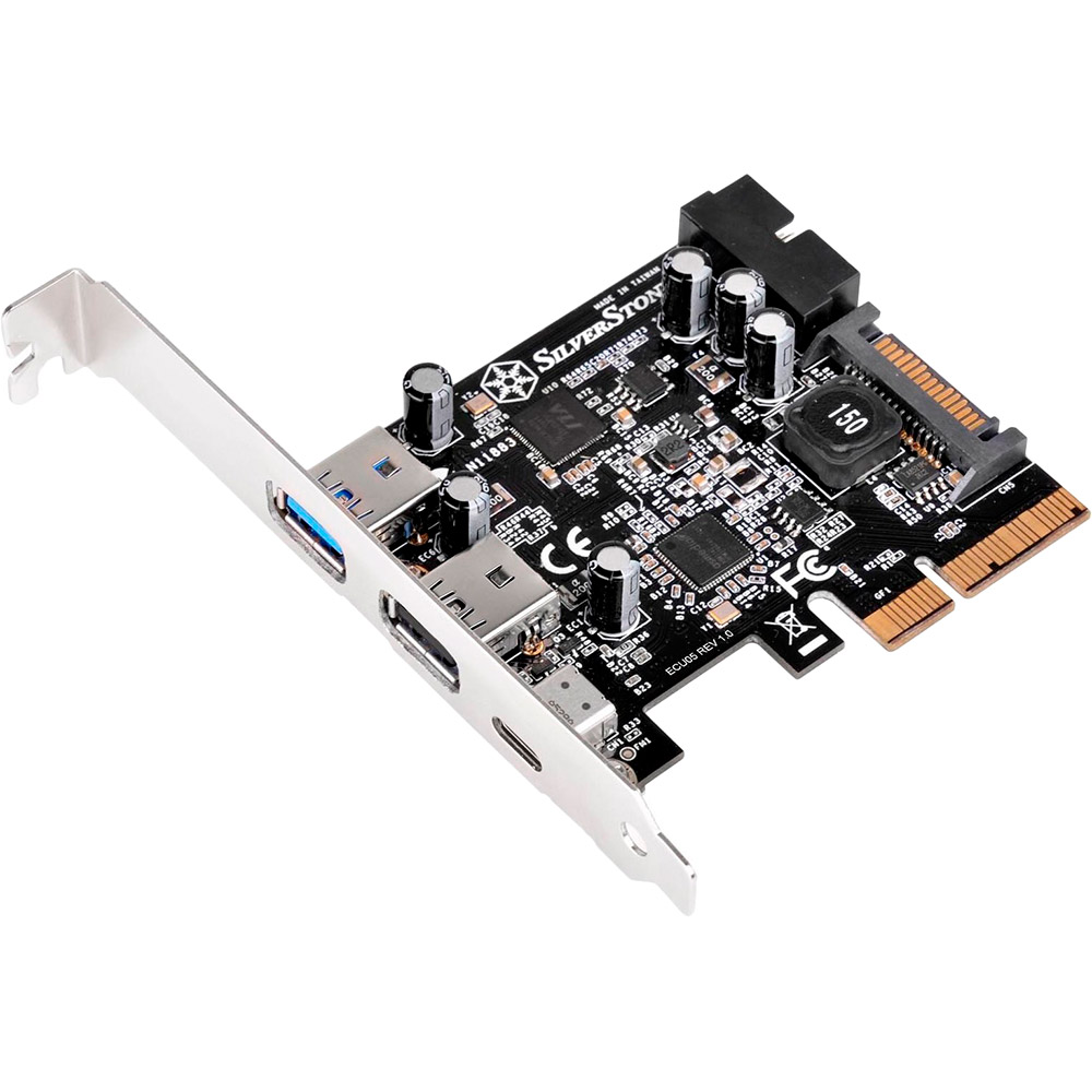 

Адаптер SILVERSTONE PCIe x2 USB 3.1 Type-C + Type-A (SST-ECU05), Плата-адаптер PCIe x2 USB 3.1 Type-C +