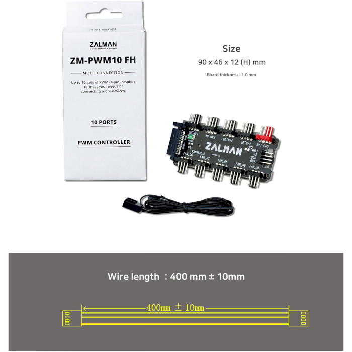 Фото 2 Контролер швидкості вентиляторів ZALMAN ZM-PWM10 FH, PWM, 10 вент.