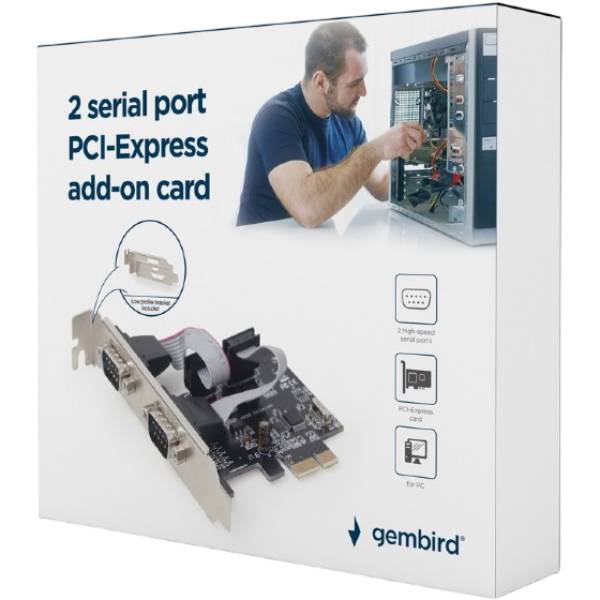 Адаптер GEMBIRD PCIe to COM 2 ports (SPC-22) Зовнішні порти COM -порт