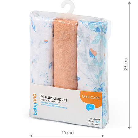 Набор пеленок BABYONO 70х70 см 3 шт Brick (348/09) Набор пеленок BABYONO 70х70 см 3 шт Brick (348/09) Цвет коричневый