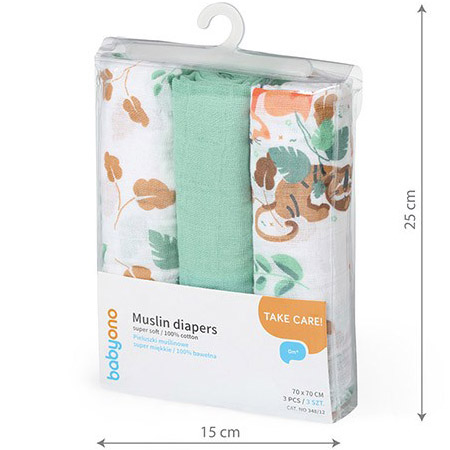 Набор пеленок BABYONO 70х70 см 3 шт Light Green (348/12) Набор пеленок BABYONO 70х70 см 3 шт Light Green (348/12) Цвет зеленый