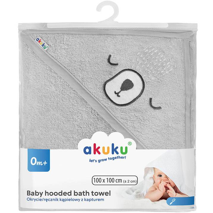 Рушник з капюшоном AKUKU Ведмедик (A0662) Колір сірий