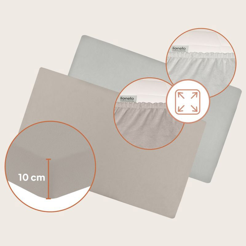 Комплект простыней на резинке LIONELO Bamboo Sheet Off White Beige 118x60 см Дополнительно эластичная резинка для матрасов до 10 см, стирка при 30°C, быстро сохнет, не требует глажки, подарочная упаковка, количество в комплекте: 2шт