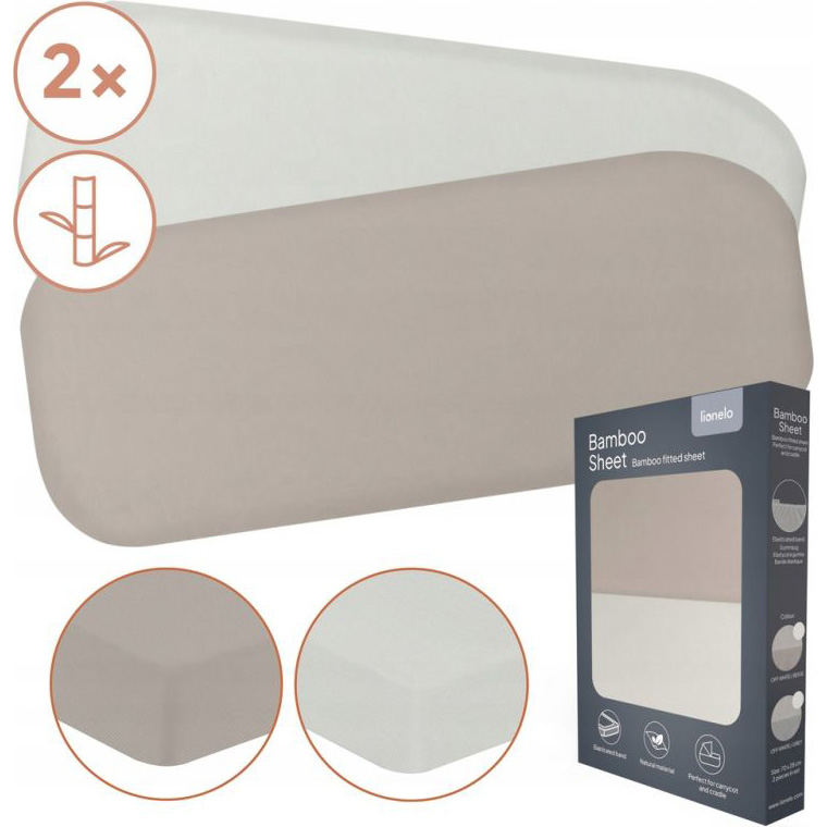 Комплект простыней на резинке LIONELO Bamboo Sheet Off White Beige 70x28