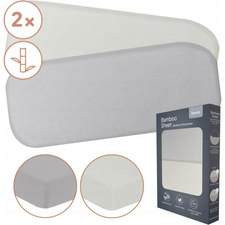 Комплект простыней на резинке LIONELO Bamboo Sheet Off White Grey 70x28