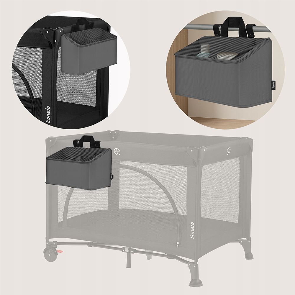 Зовнішній вигляд Органайзер для ліжечка Lionelo Sidepocket Medium Grey