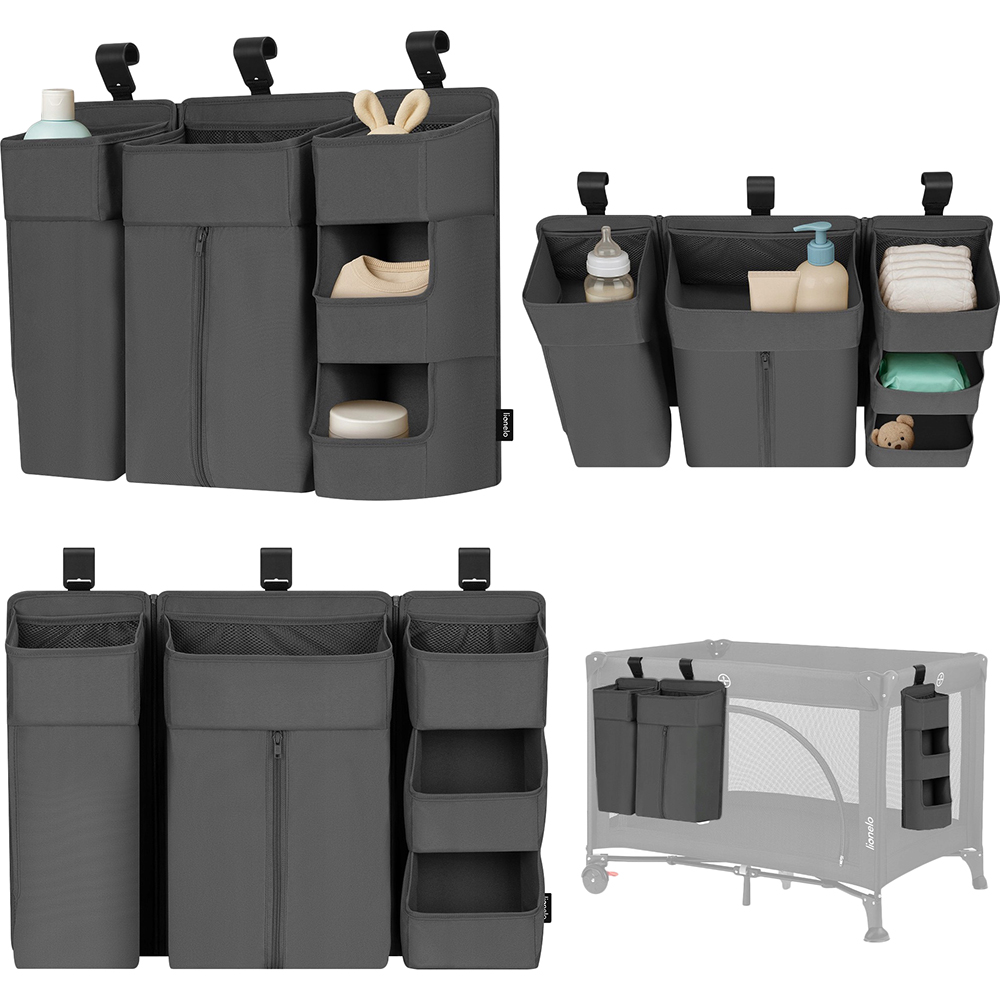Органайзер для кроватки Lionelo Sidepocket Large Grey Дополнительно Модульная конструкция 3-1; Карманы разной глубины; Сетчатый карман; Отделение на молнии; Жесткие вставки PP