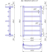 Сушка для рушників MARIO Люкс 700х450/600 Б/П 1/2" (1.1.2304.02.P)