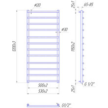 Полотенцесушитель MARIO Турин 1200х530/500 (1.1.4514.01.P)