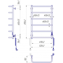 Полотенцесушитель MARIO Стандарт НР-І 800х530/150 TR К