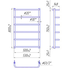 Полотенцесушитель MARIO Стандарт НР 800х530/500 (1.3.0202.01.P)