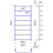 Полотенцесушитель MARIO Стандарт НР 1100х530/500 (1.3.0203.01.P)