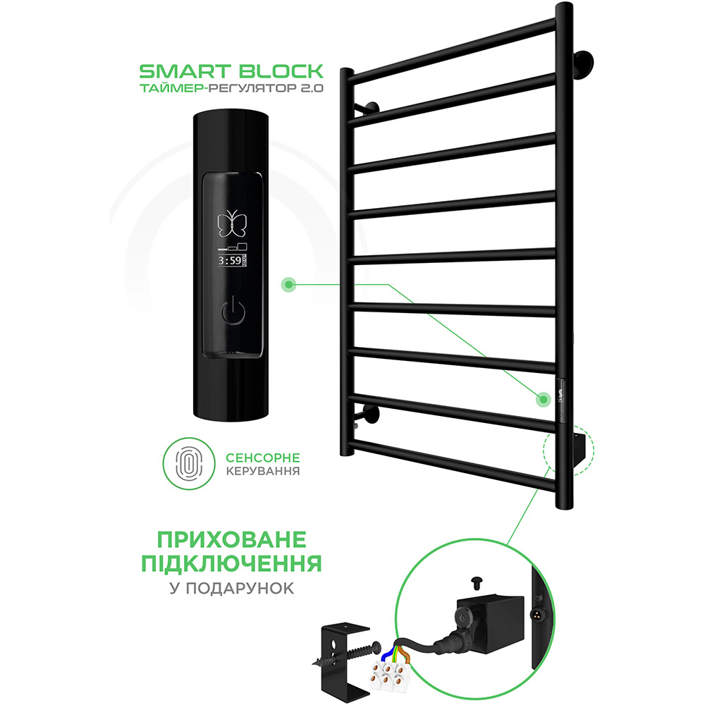 Сушка для рушників MARIO Урбан-I TR K 2.0 Mate Black (2.3.8300.10.BM) Тип електричний