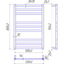 Полотенцесушитель MARIO Чикаго 800х530/500 мм Graphite (1.137.044868.GR)