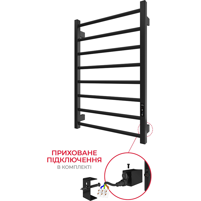 Полотенцесушитель HYGGE FAMILY Leeds 770 х 530 мм Black Matte (6.1.0802.06.BM) Вид лесенка