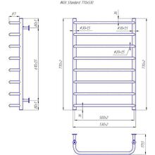 Полотенцесушитель MARIO INOX Стандарт 770 х 530 мм Silver (1.8.044610.P)