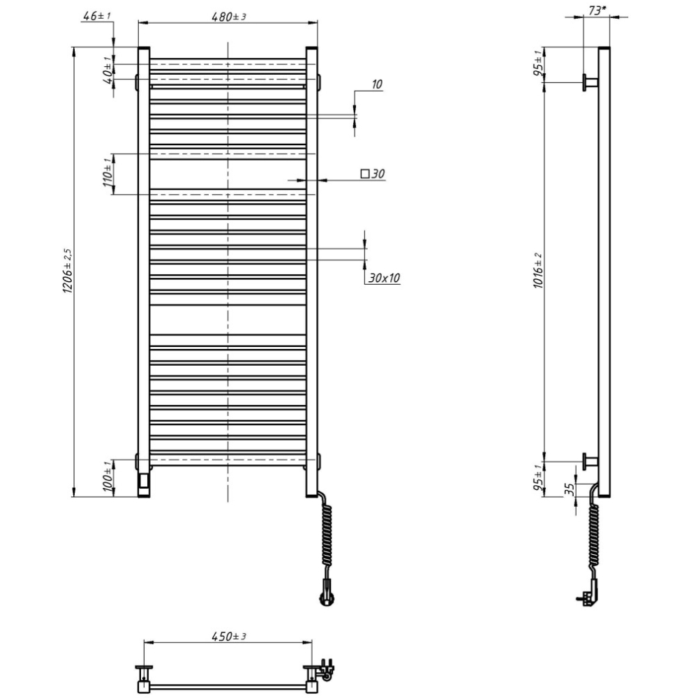 Заказать Полотенцесушитель NAVIN Авангард Х правосторонний белый (12-172055-4812)