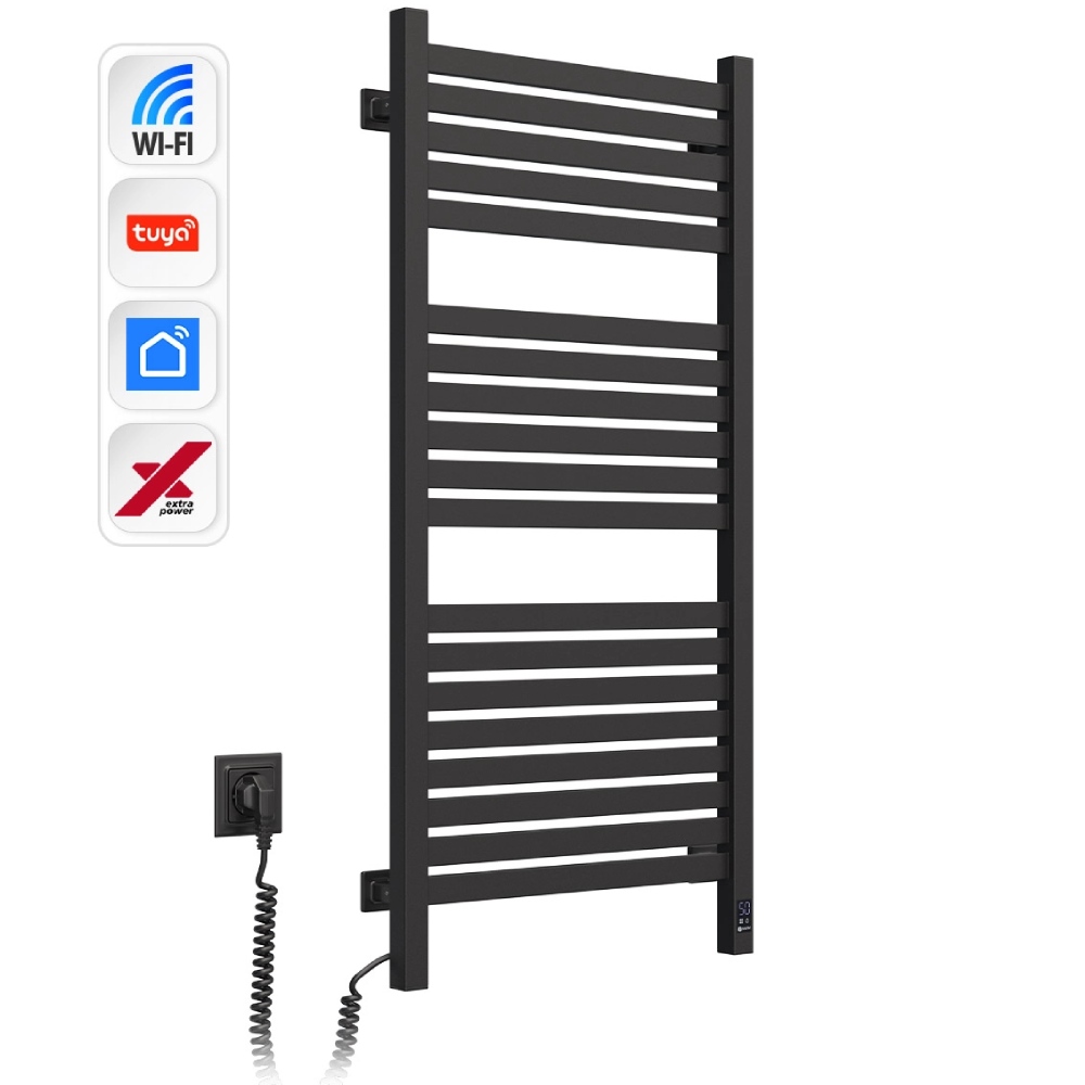 Полотенцесушитель NAVIN Авангард Х Wi-Fi левосторонний черный муар (12-272155-4810) Вид лесенка