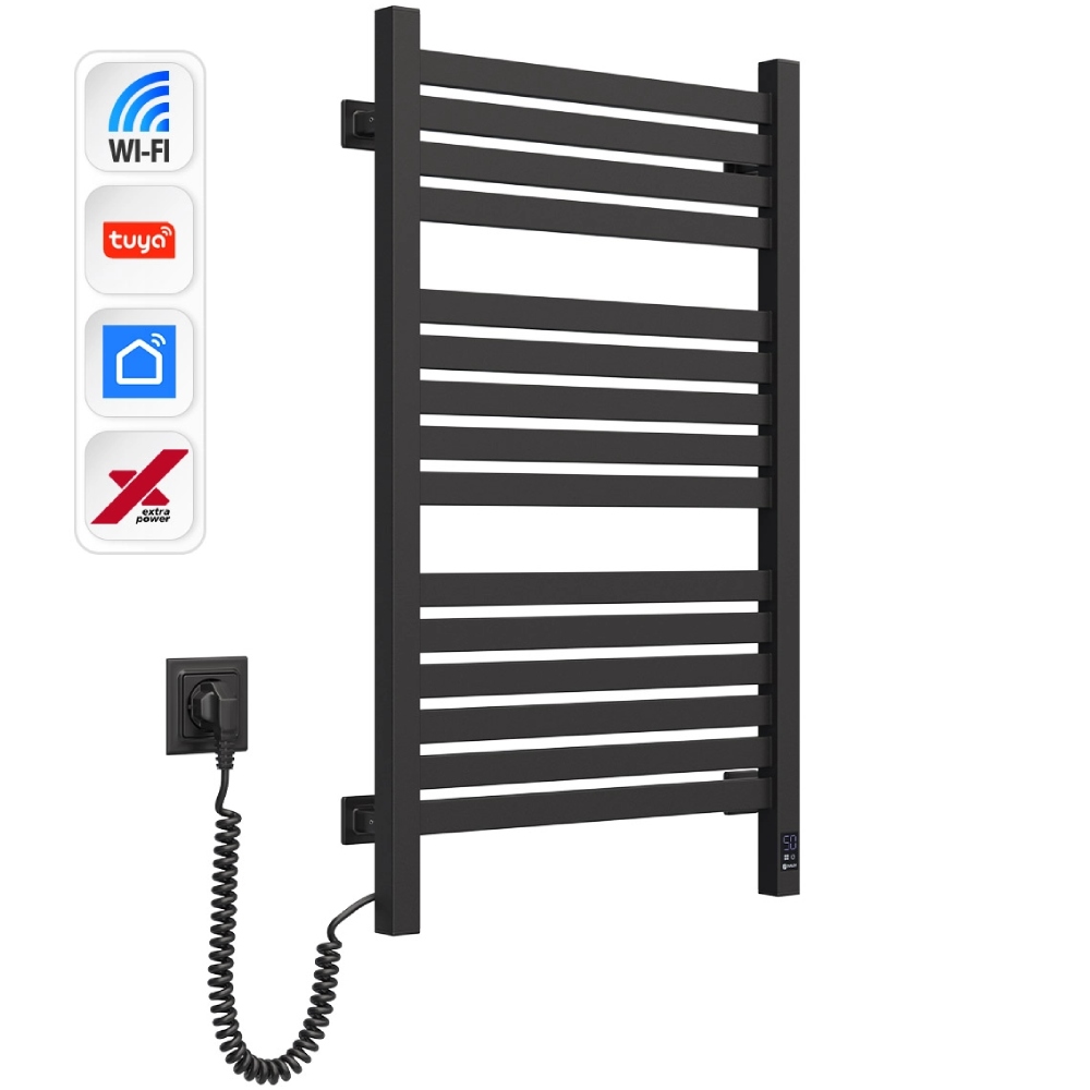 Полотенцесушитель NAVIN Авангард Х Wi-Fi левосторонний черный муар (12-272155-4880) Вид лесенка