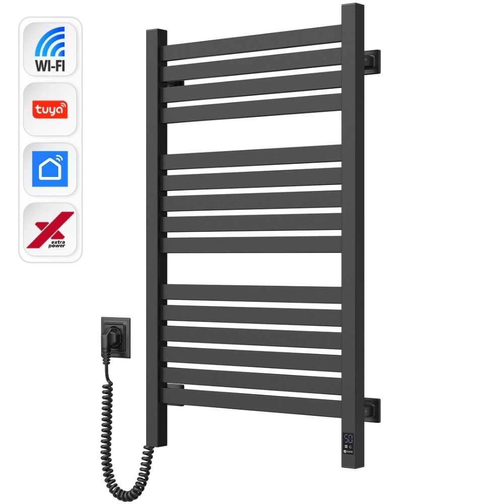 Полотенцесушитель NAVIN Авангард Х Wi-Fi левосторонний черный муар (12-272155-4880) Управление температурой с терморегулятором