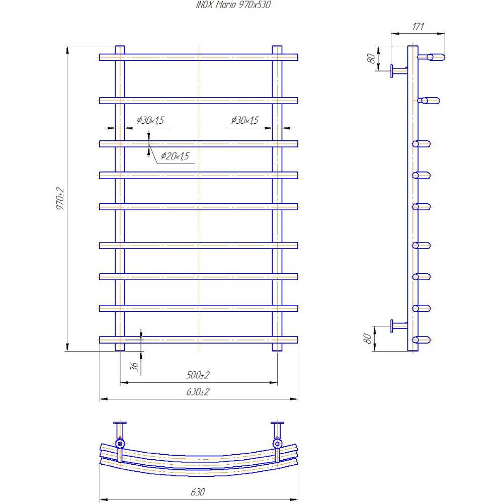 Сушка для рушників MARIO INOX 970х630х170 мм Mario Вид драбинка