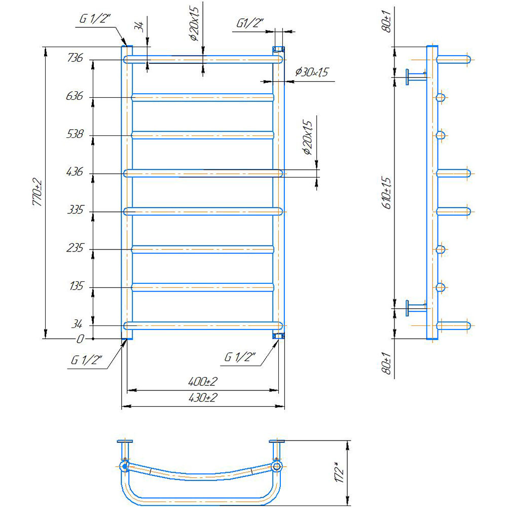 Сушка для рушників MARIO INOX Люкс (1.074.044577.0) Вид драбинка
