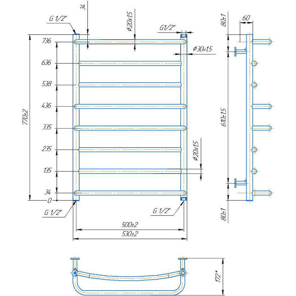 Полотенцесушитель MARIO INOX Люкс (1.074.044578.0) Вид лесенка