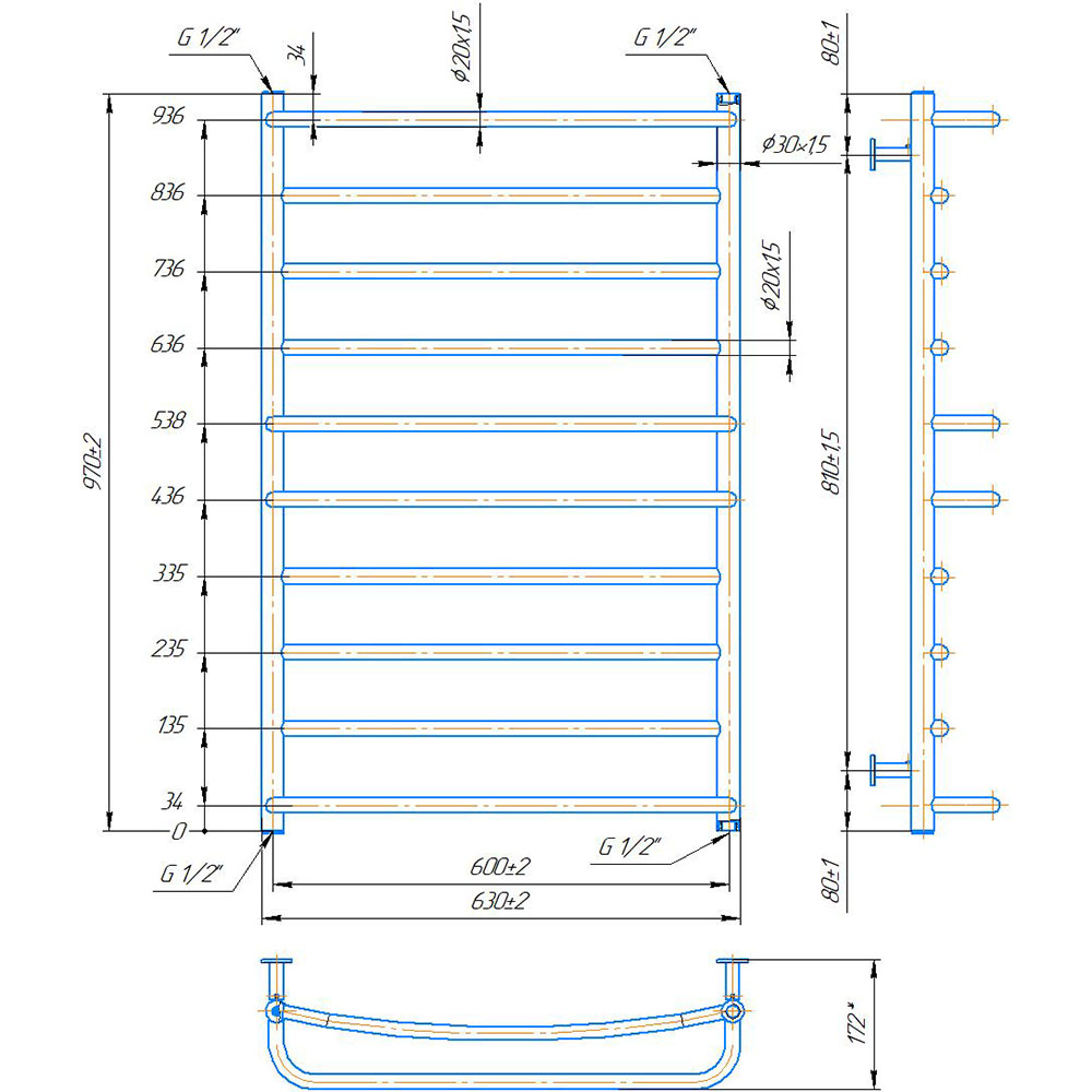 Полотенцесушитель MARIO INOX Люкс (1.074.044581.0) Вид лесенка