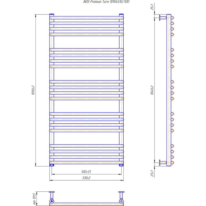 Полотенцесушитель MARIO INOX Премиум Турин 1090х530/500 (1.7.044603.P) Вид лесенка