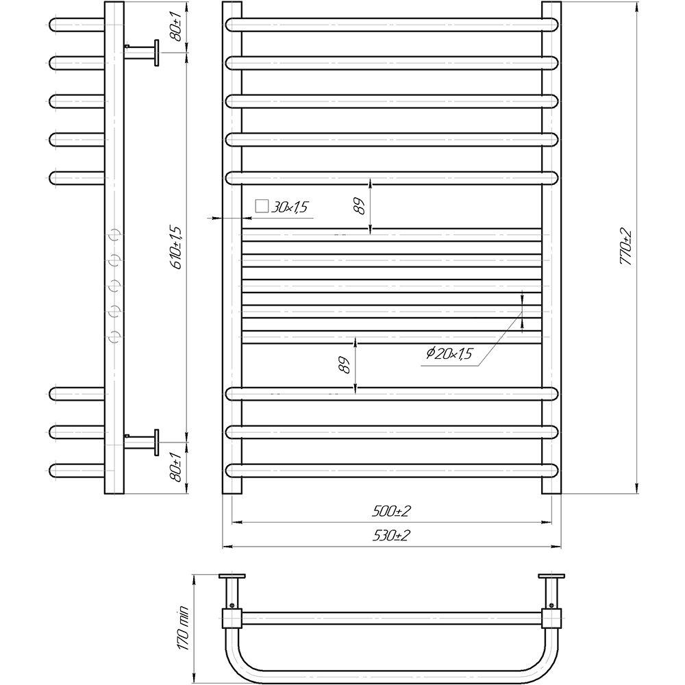 Полотенцесушитель MARIO INOX Гера-Люкс 770х530/500 (1.7.044549.P) Вид лесенка
