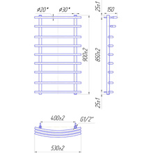 Полотенцесушитель MARIO Маріо 900х530/400 (1.1.0701.01.P)